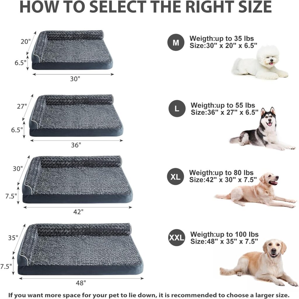 BFPETHOME Orthopedic Dog Beds for Large Dogs-Waterproof Sofa Dog Bed with Removable Washable Cover, Large Dog Bed with Waterproof Lining and Nonskid Bottom,Pet Bed for Large Dogs.