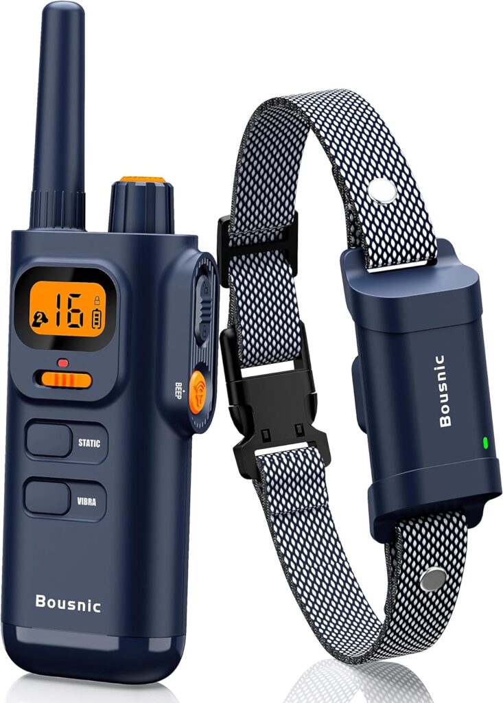 Bousnic Dog Shock Collar with Remote - [New Edition] 4000FT Dog Training Collar for Large Medium Small Dogs (8-120lbs) Waterproof Rechargeable E Collar with Beep, Vibration, Safe Shock (Dark Blue)