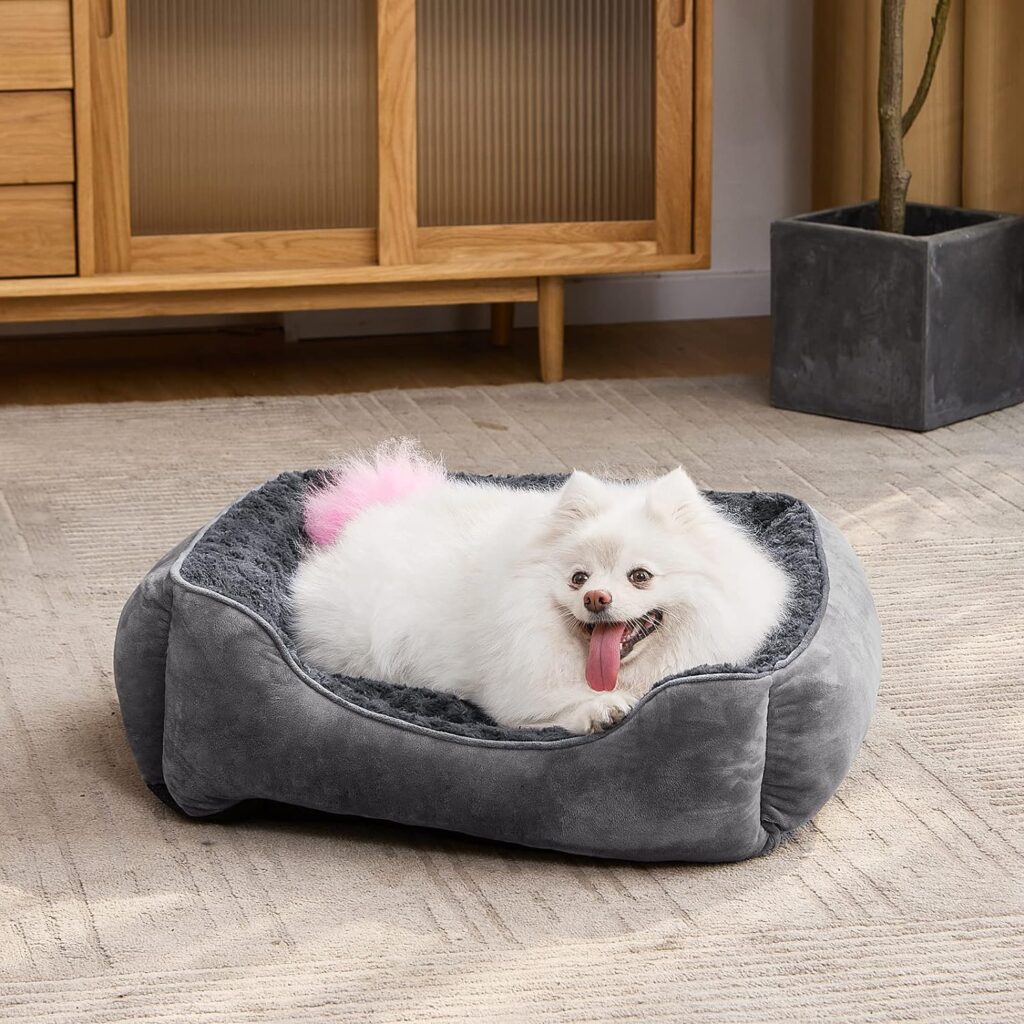 JOEJOY Rectangle Dog Bed for Large Medium Small Dogs Machine Washable Sleeping Sofa Non-Slip Bottom Breathable Soft Puppy Bed Durable Orthopedic Calming Pet Cuddler, Multiple Size, Beige