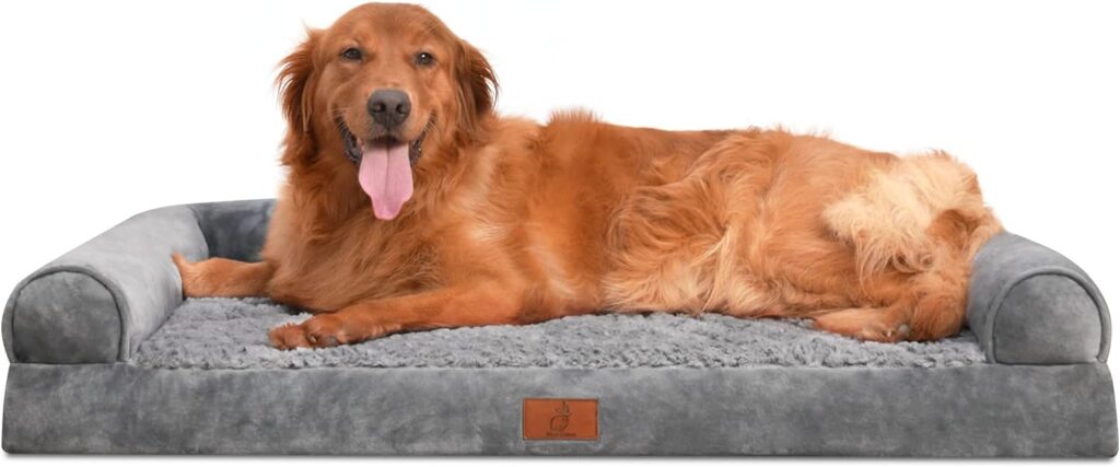 Mesa Lemon Extra Large Dog Bed, Washable Dog Bed with Removable Cover, Orthopedic Waterproof Dog Bed, Memory Foam Bolster Dog Sofa with Nonskid Bottom, Dog Bed