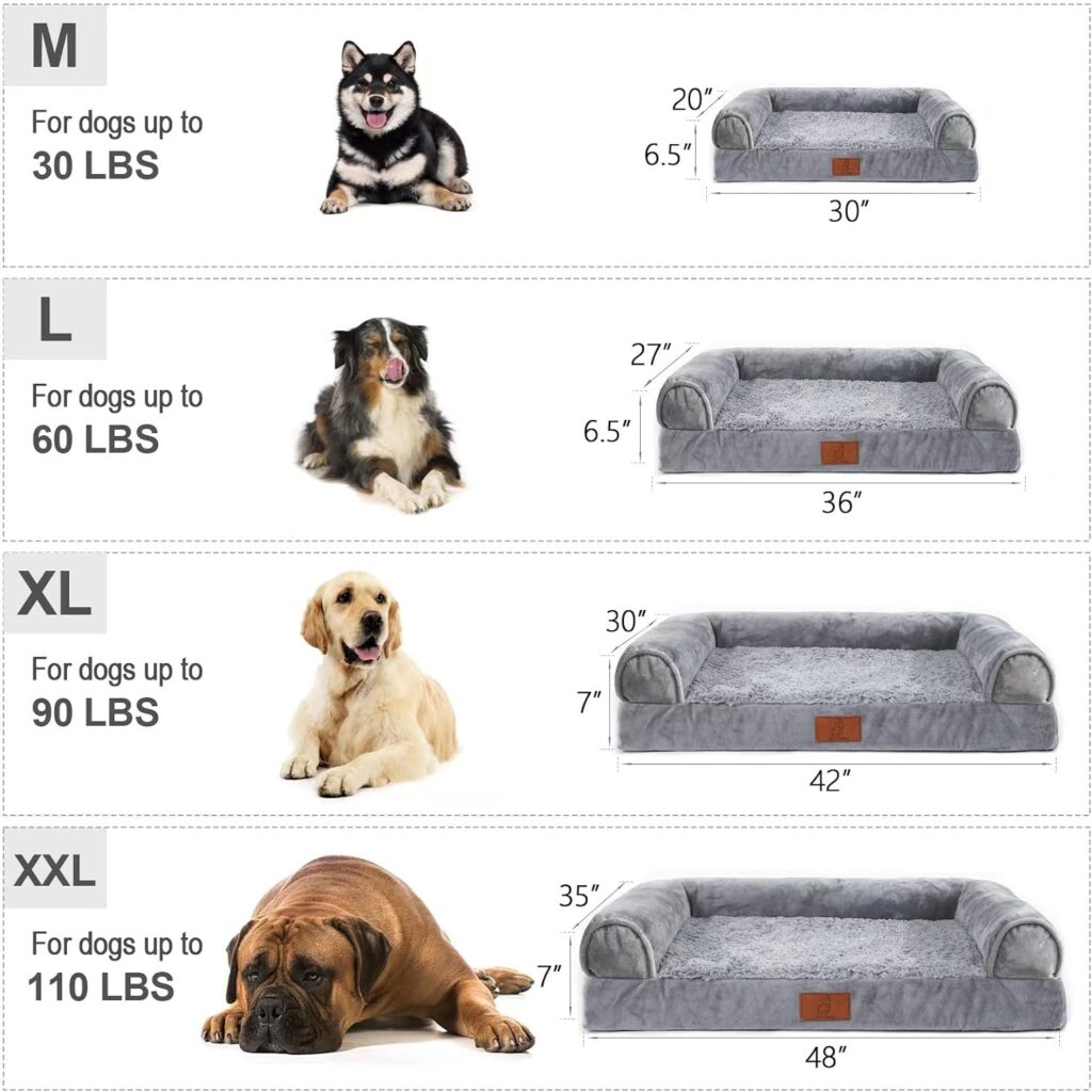 Mesa Lemon Extra Large Dog Bed, Washable Dog Bed with Removable Cover, Orthopedic Waterproof Dog Bed, Memory Foam Bolster Dog Sofa with Nonskid Bottom, Dog Bed