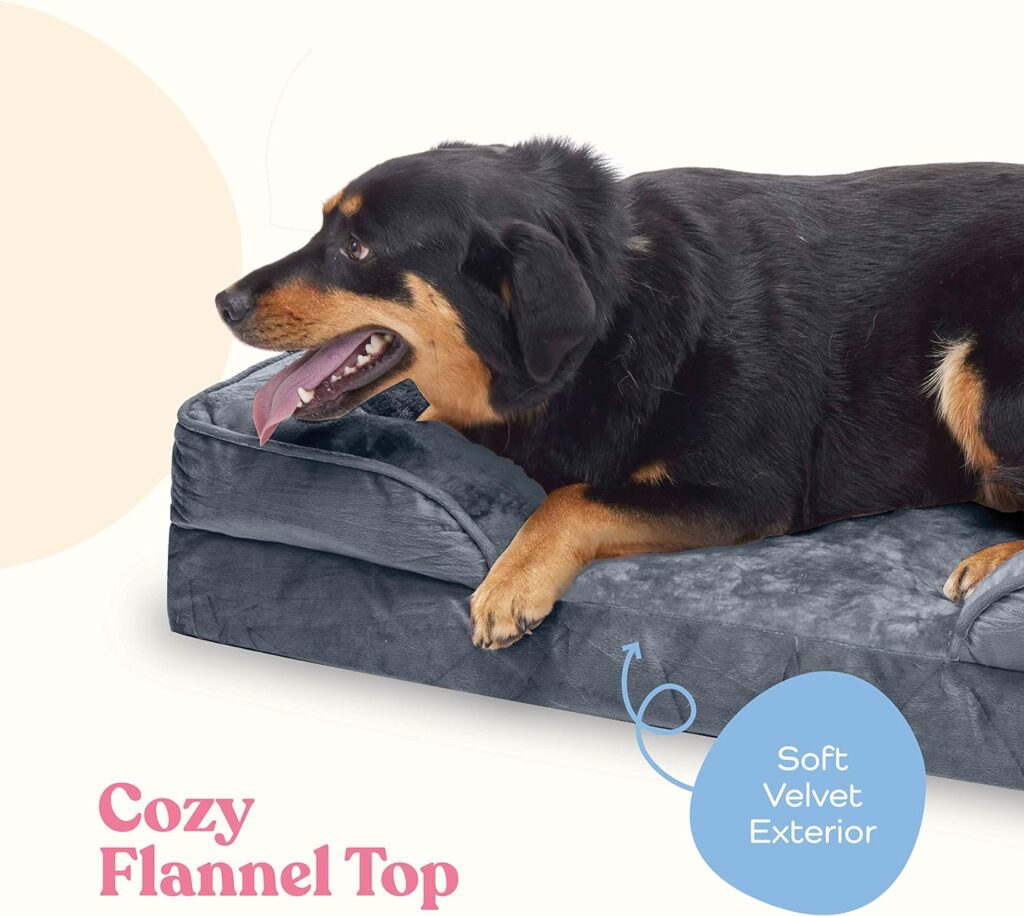 Orthopedic Sofa Dog Bed - Ultra Comfortable Dog Beds for Medium Dogs - Breathable  Waterproof Pet Bed- Egg Foam Sofa Bed with Extra Head and Neck Support - Removable Washable Cover  Nonslip Bottom