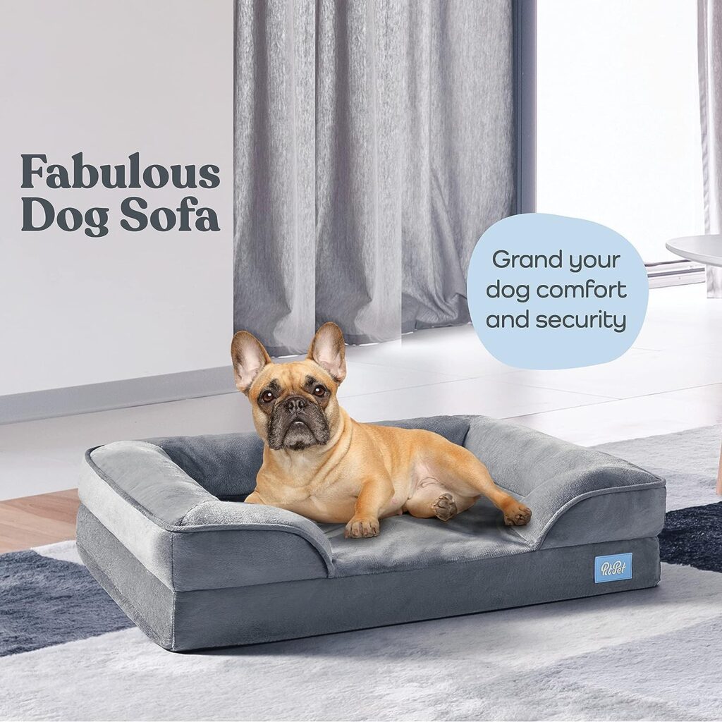 Orthopedic Sofa Dog Bed - Ultra Comfortable Dog Beds for Medium Dogs - Breathable  Waterproof Pet Bed- Egg Foam Sofa Bed with Extra Head and Neck Support - Removable Washable Cover  Nonslip Bottom