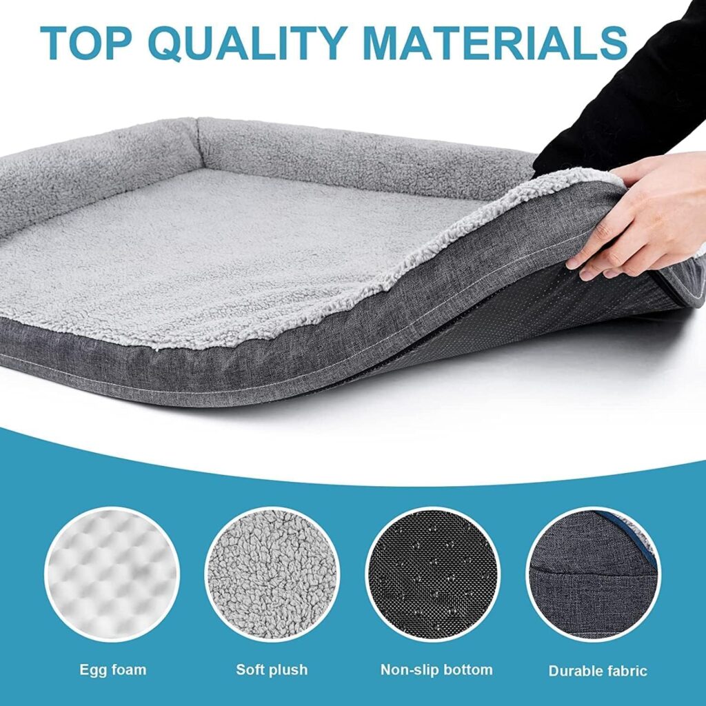 Sicilaien Dog Bed for Medium Large Dogs, Orthopedic Egg Crate Foam Dog Sofa Bed, Cozy Pet Bed with L-Shaped Bolster Removable Washable Cover and Nonskid Bottom, Dog Couch Bed 29x20 inch